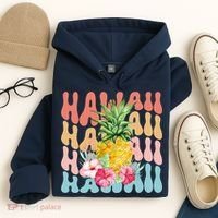 Hawaii Pineapple Summer Groovy Retro Hoodie thumb 4