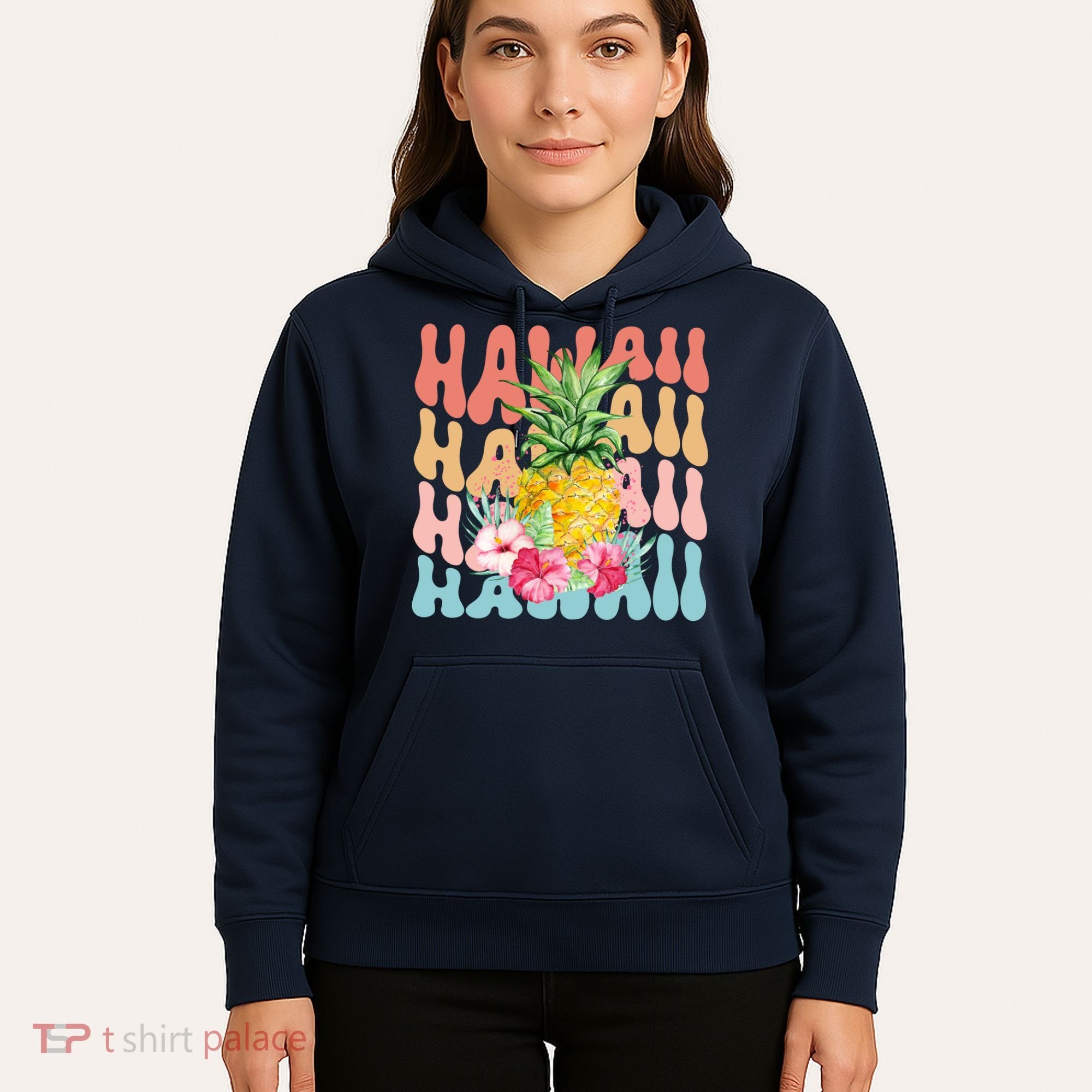 Hawaii Pineapple Summer Groovy Retro Hoodie