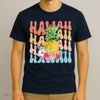 Hawaii Pineapple Summer Groovy Retro T-Shirt thumb 3