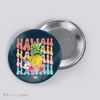 Hawaii Pineapple Summer Groovy Retro Button
