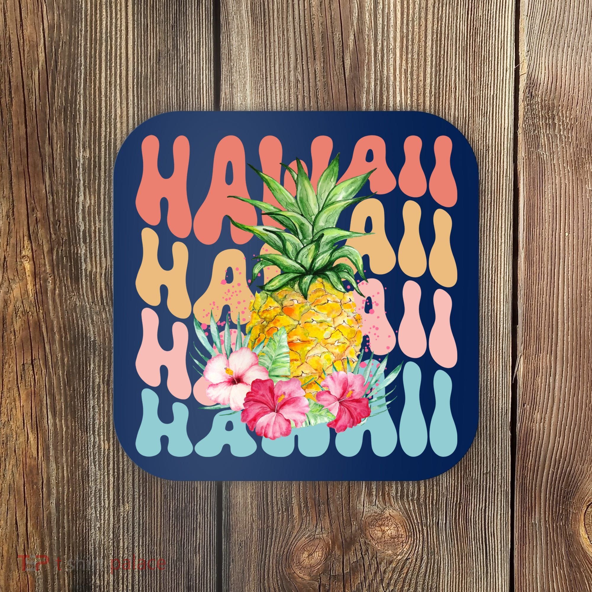 Hawaii Pineapple Summer Groovy Retro Coaster