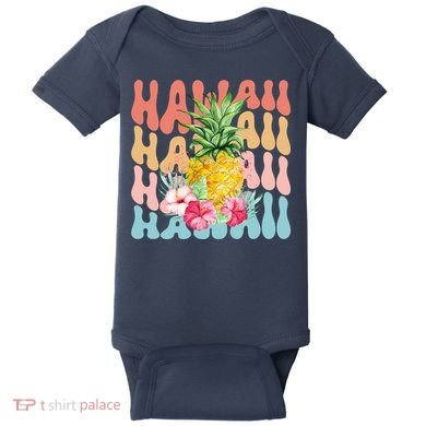 Hawaii Pineapple Summer Groovy Retro Baby Bodysuit