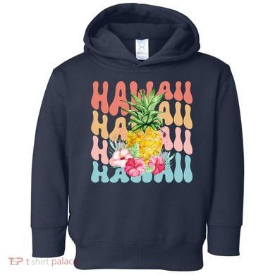 Hawaii Pineapple Summer Groovy Retro Toddler Hoodie