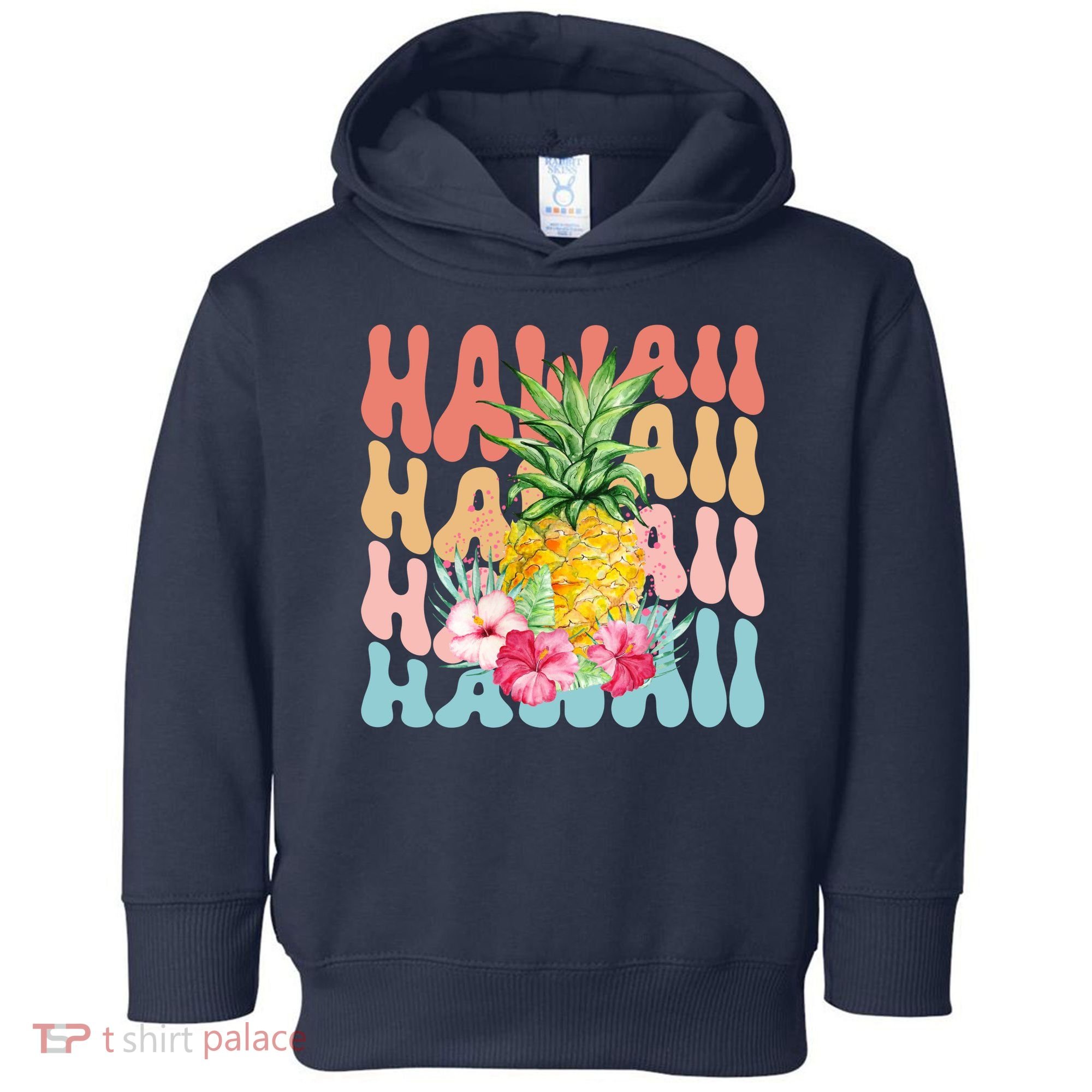 Hawaii Pineapple Summer Groovy Retro Toddler Hoodie