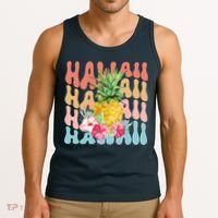 Hawaii Pineapple Summer Groovy Retro Tank Top thumb 3