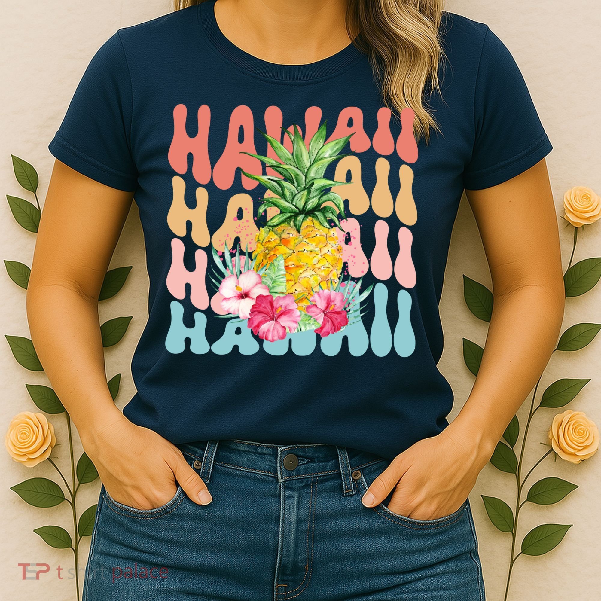 Hawaii Pineapple Summer Groovy Retro Women's T-Shirt