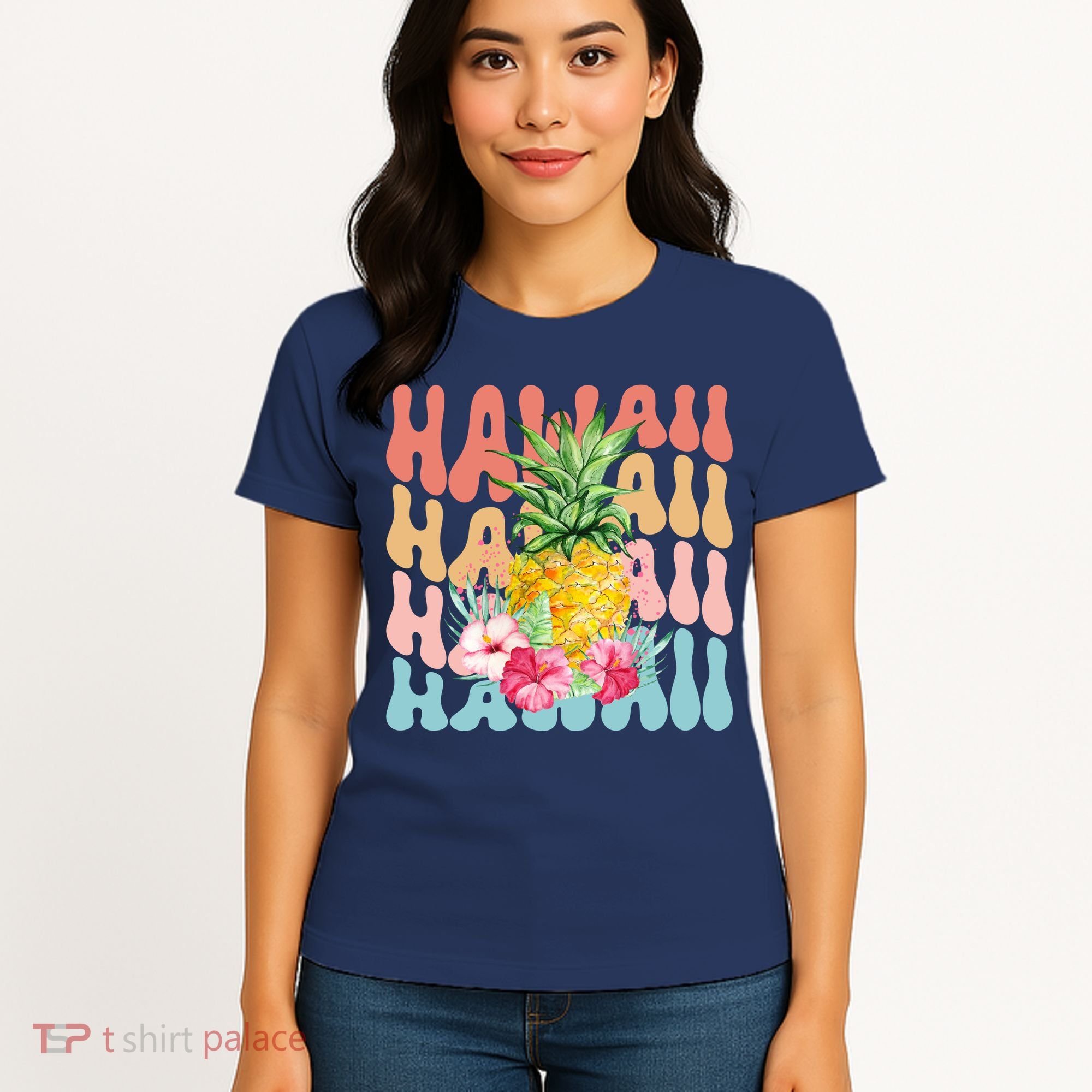Hawaii Pineapple Summer Groovy Retro Women's T-Shirt