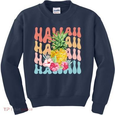 Hawaii Pineapple Summer Groovy Retro Kids Sweatshirt