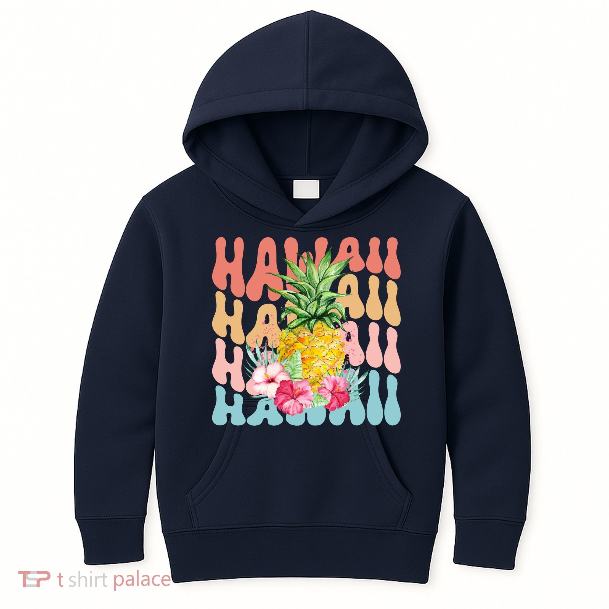 Hawaii Pineapple Summer Groovy Retro Kids Hoodie