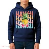 Hawaii Pineapple Summer Groovy Retro Kids Hoodie thumb 4