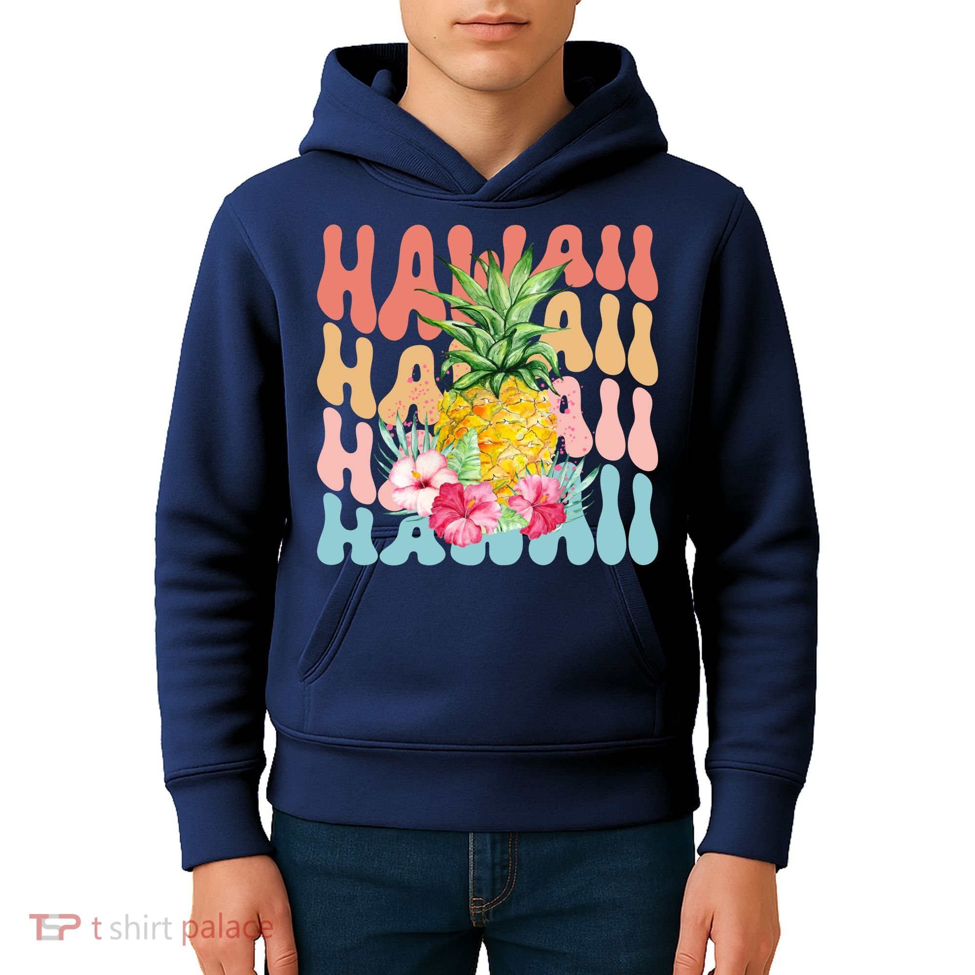 Hawaii Pineapple Summer Groovy Retro Kids Hoodie