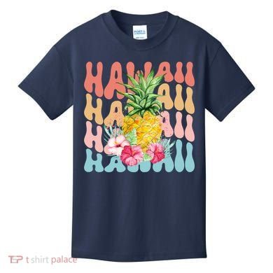 Hawaii Pineapple Summer Groovy Retro Kids T-Shirt