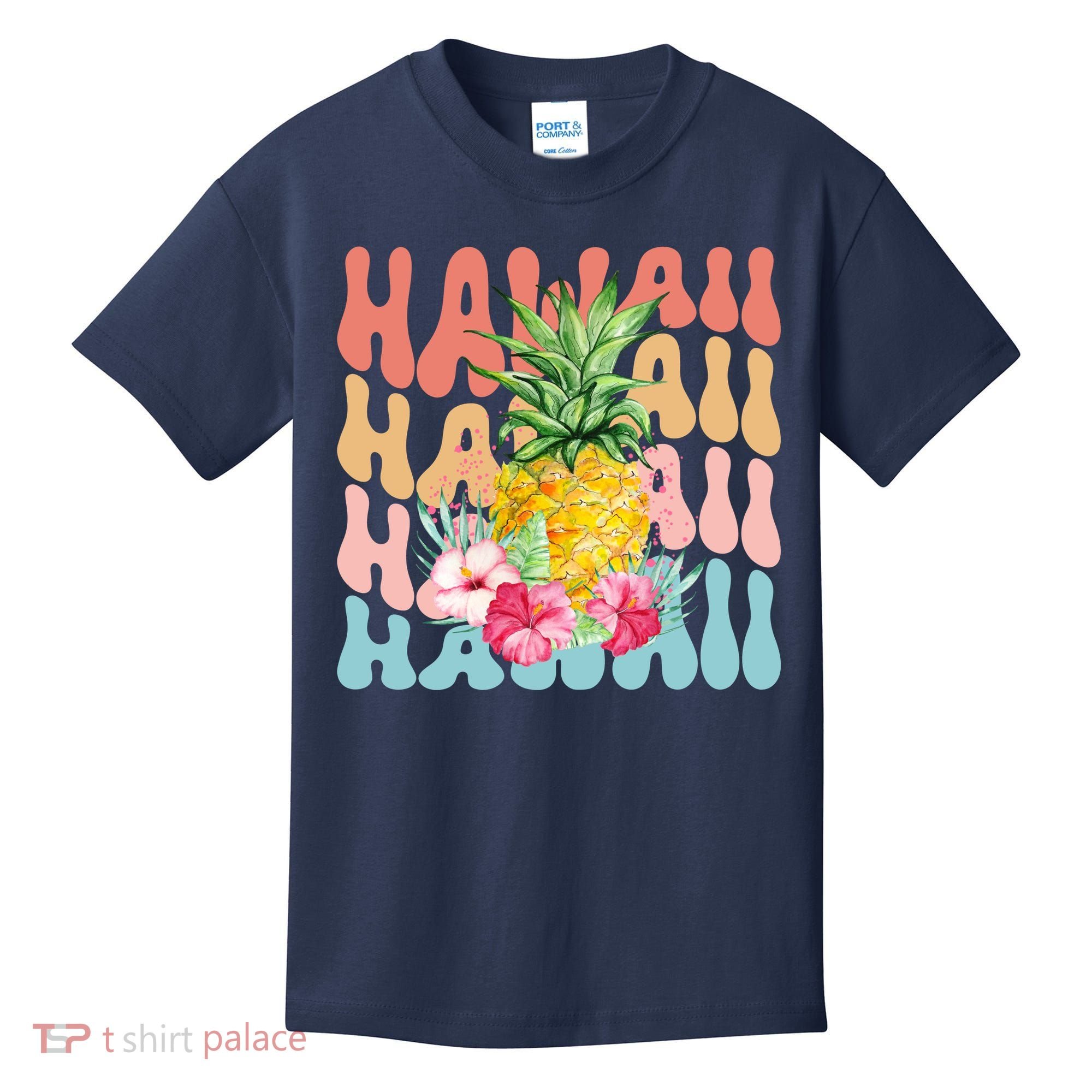 Hawaii Pineapple Summer Groovy Retro Kids T-Shirt