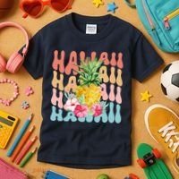 Hawaii Pineapple Summer Groovy Retro Kids T-Shirt thumb 3