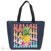 Hawaii Pineapple Summer Groovy Retro Tote Bag thumb 0
