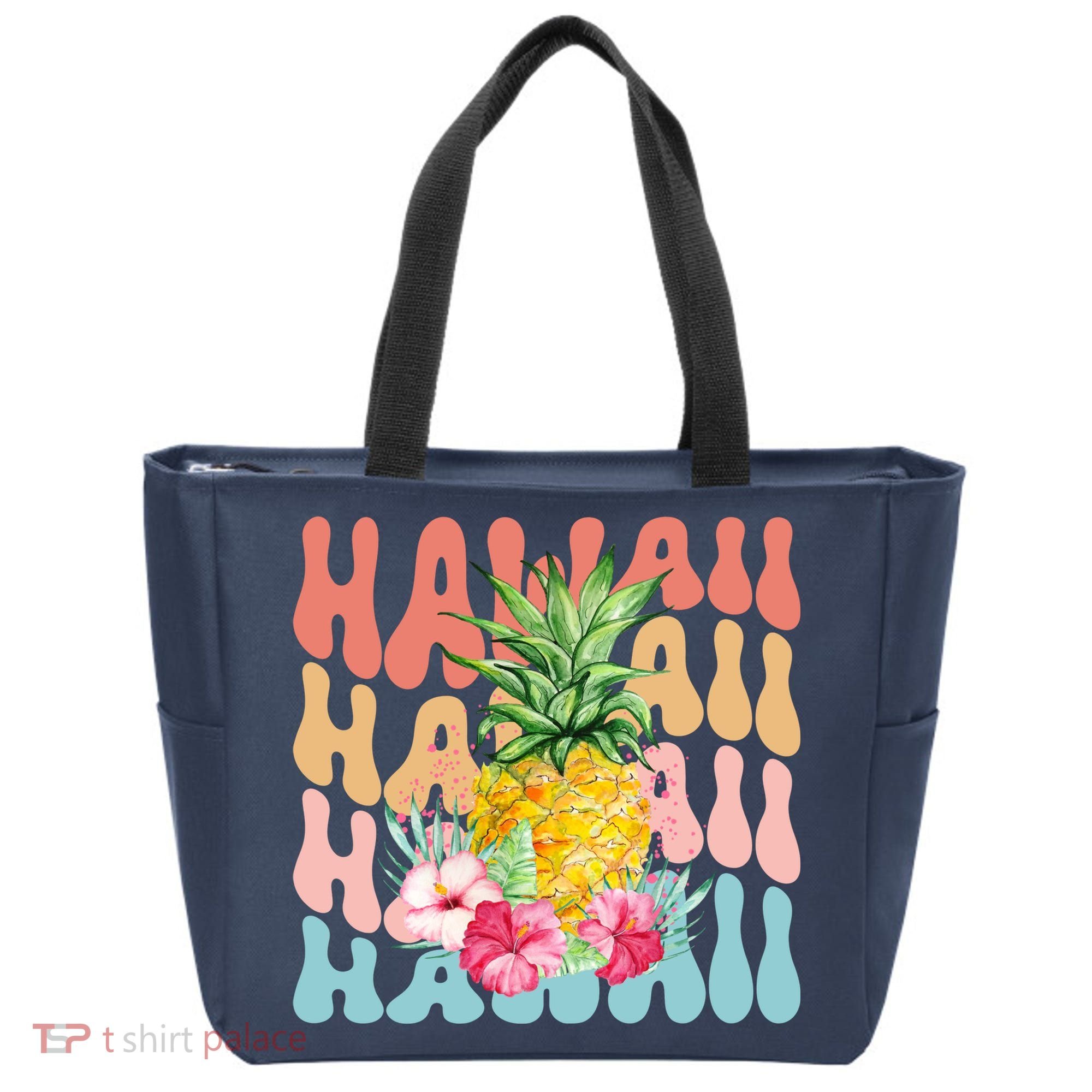 Hawaii Pineapple Summer Groovy Retro Tote Bag