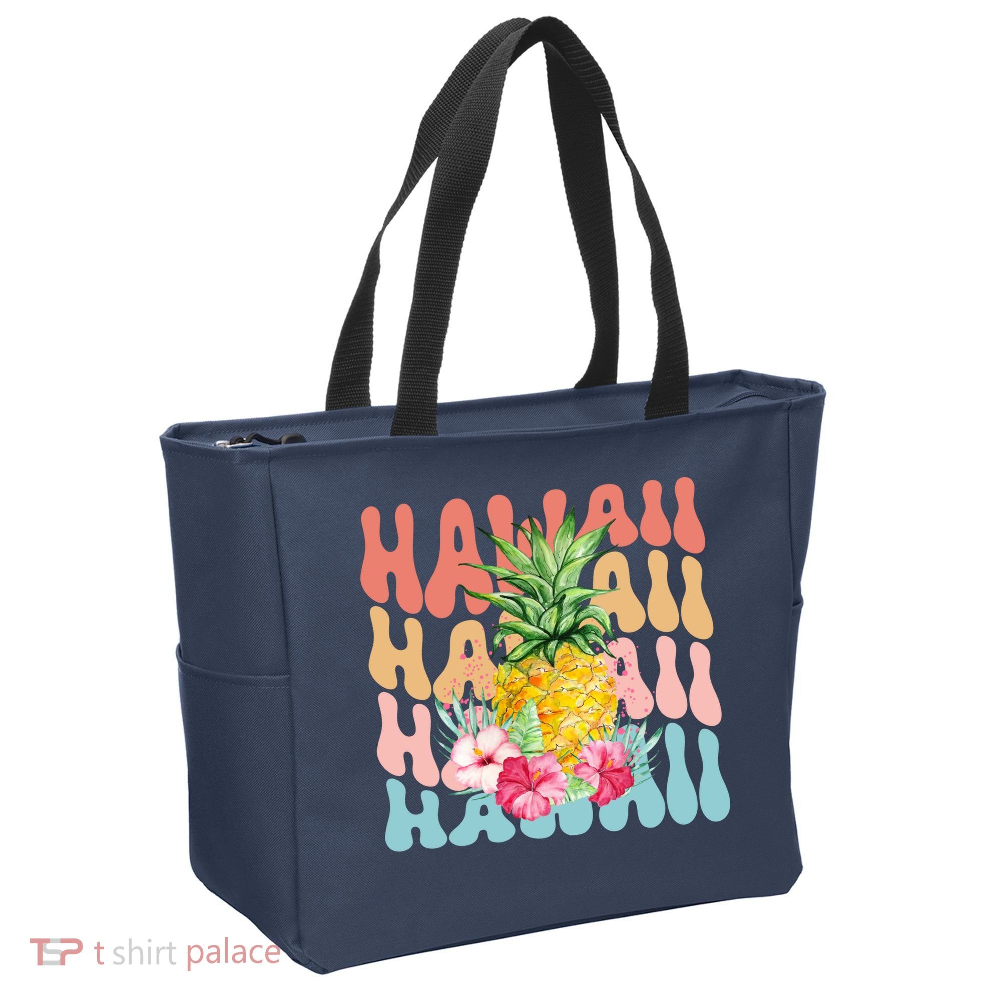 Hawaii Pineapple Summer Groovy Retro Tote Bag