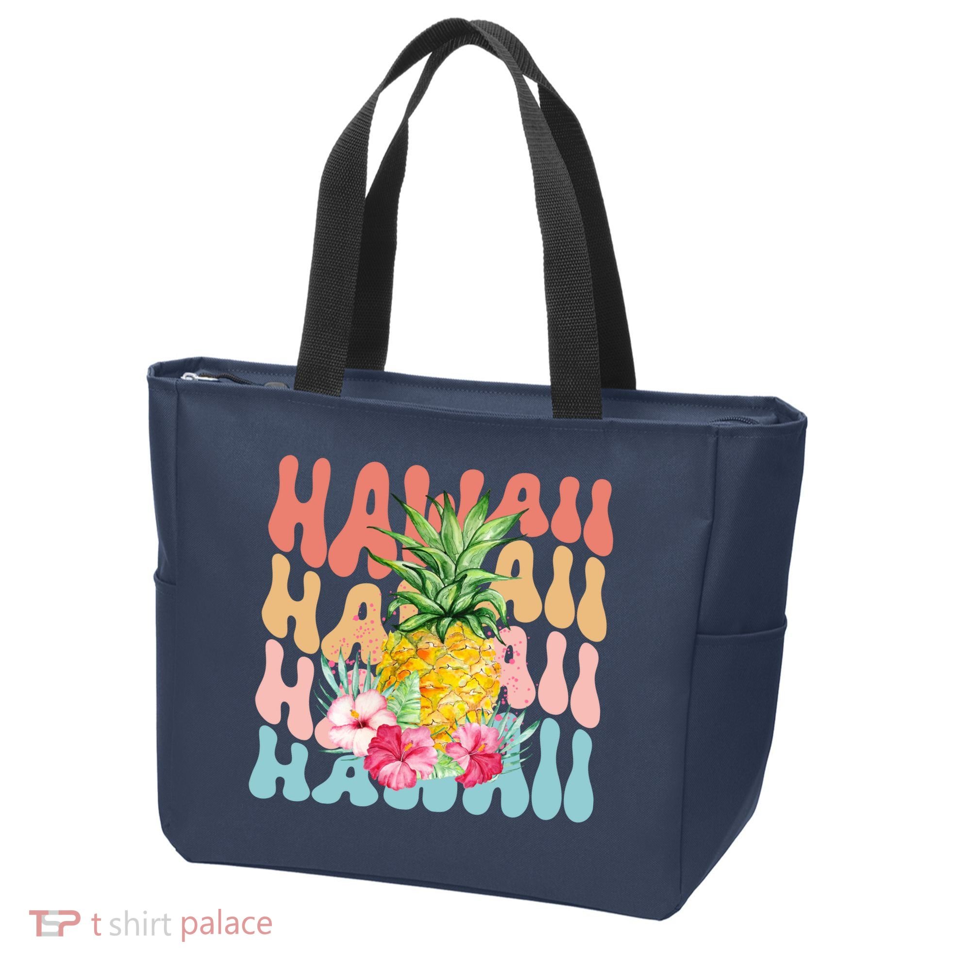 Hawaii Pineapple Summer Groovy Retro Tote Bag