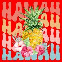 Hawaii Pineapple Summer Groovy Retro Santa Hat thumb 1