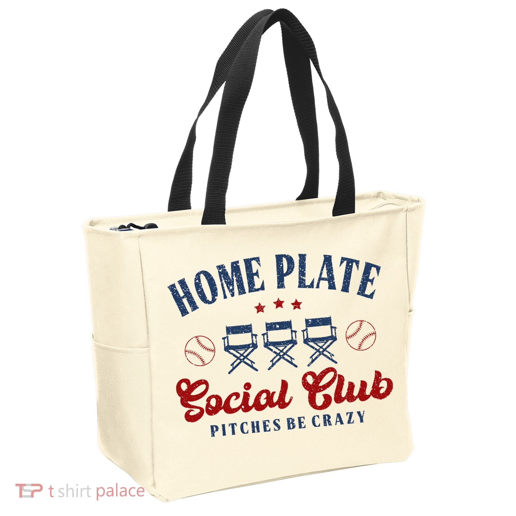 Home Plate Social Club Softball Tote Bag