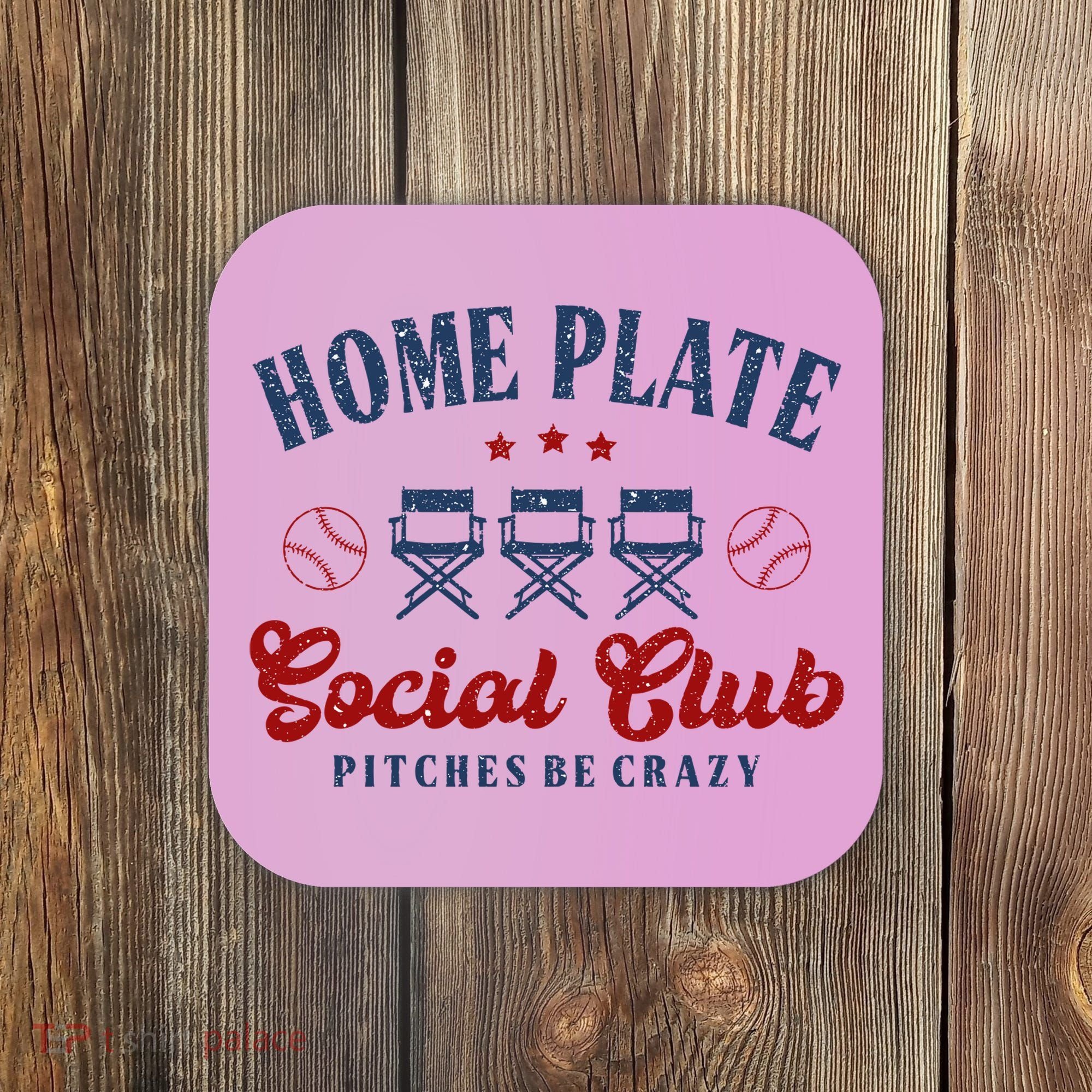 Home Plate Social Club Softball Coaster