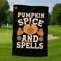 Halloween Pumpkin Spice And Spells Golf Towel thumb 1
