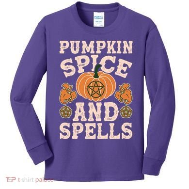 Halloween Pumpkin Spice And Spells Kids Long Sleeve Shirt