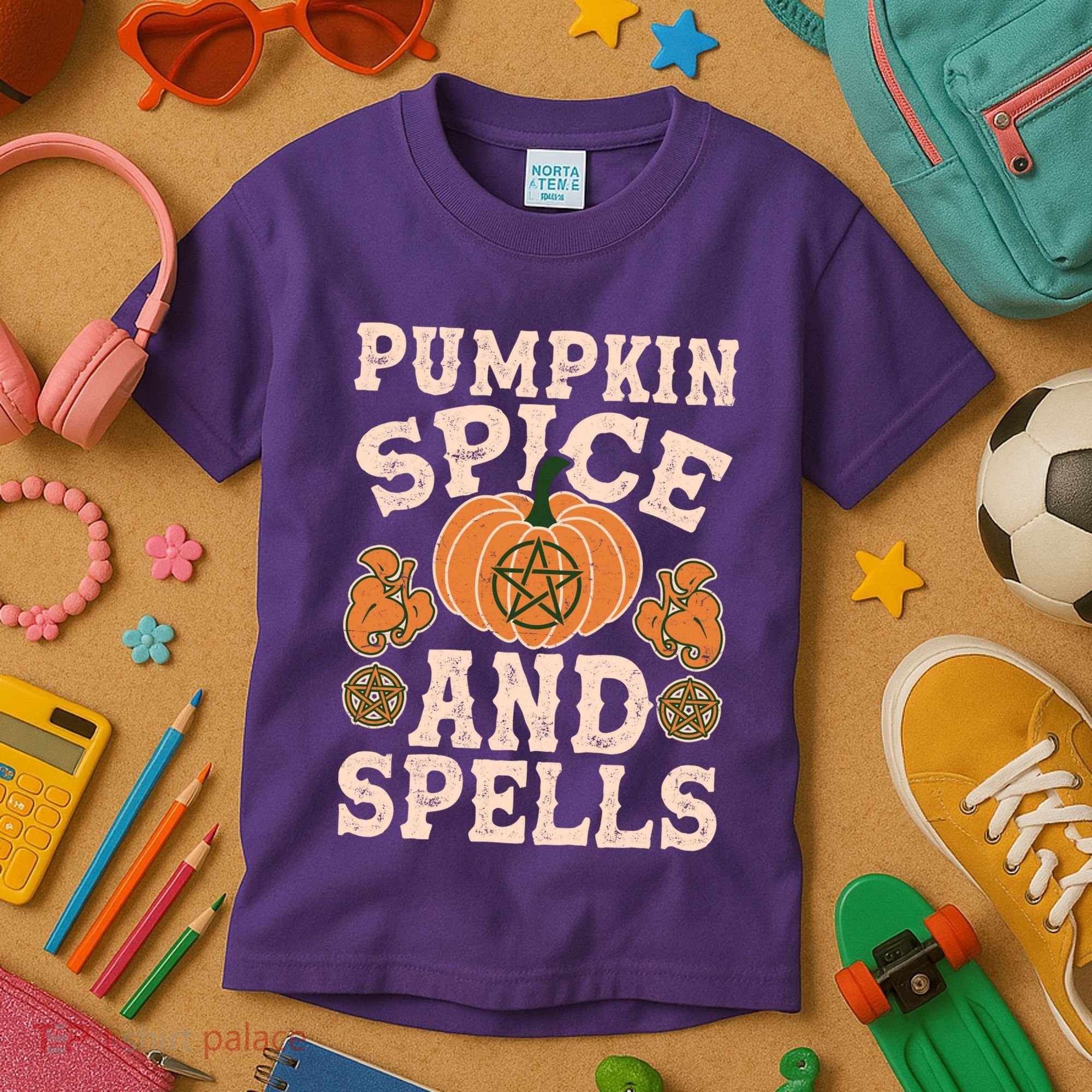 Halloween Pumpkin Spice And Spells Kids T-Shirt