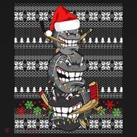 Hockey Puck Snow Family Group Ugly Christmas Hockey Gift Women's Hoodie thumb 2