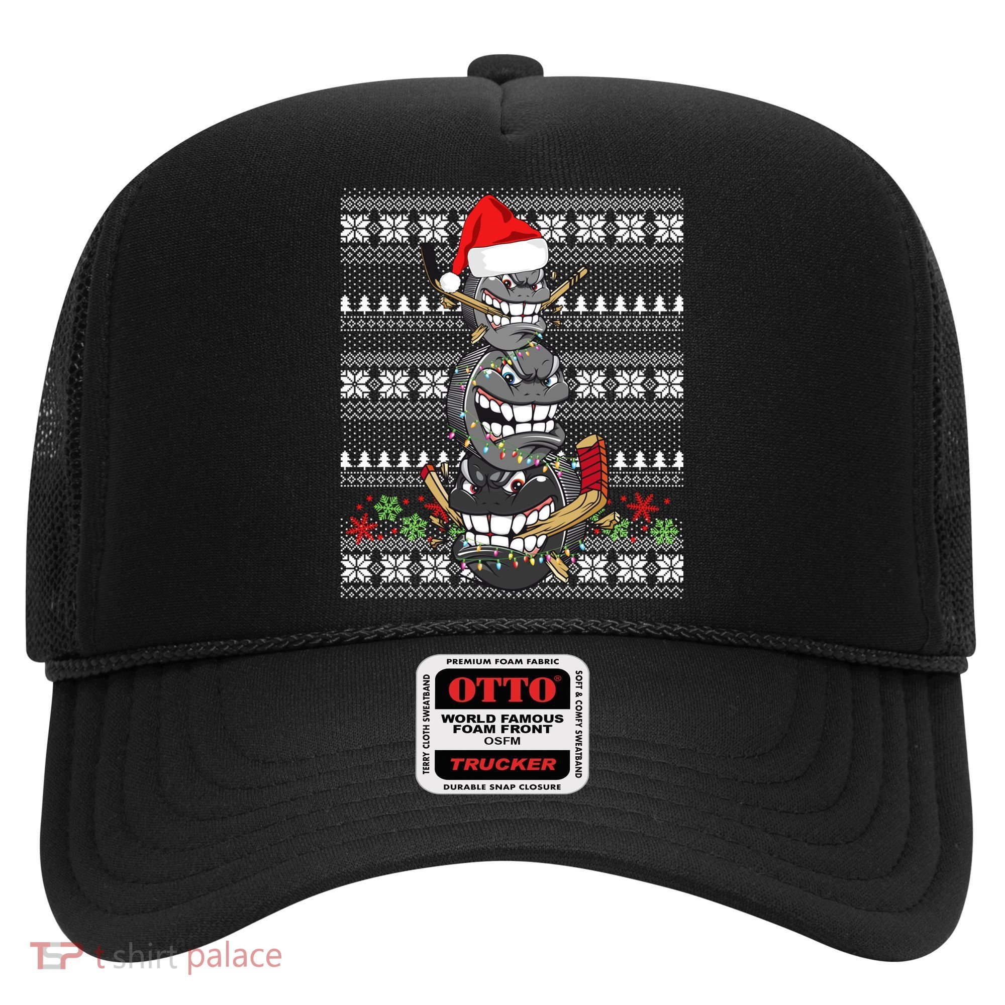 Hockey Puck Snow Family Group Ugly Christmas Hockey Gift Hat