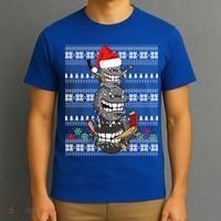 Hockey Puck Snow Family Group Ugly Christmas Hockey Gift T-Shirt thumb 3