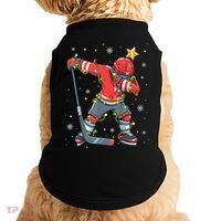 Hockey Player Santa Hat Christmas Lights Funny Xmas Cute Gift Doggie Tank thumb 0