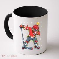 Hockey Player Santa Hat Christmas Lights Funny Xmas Cute Gift Coffee Mug thumb 0