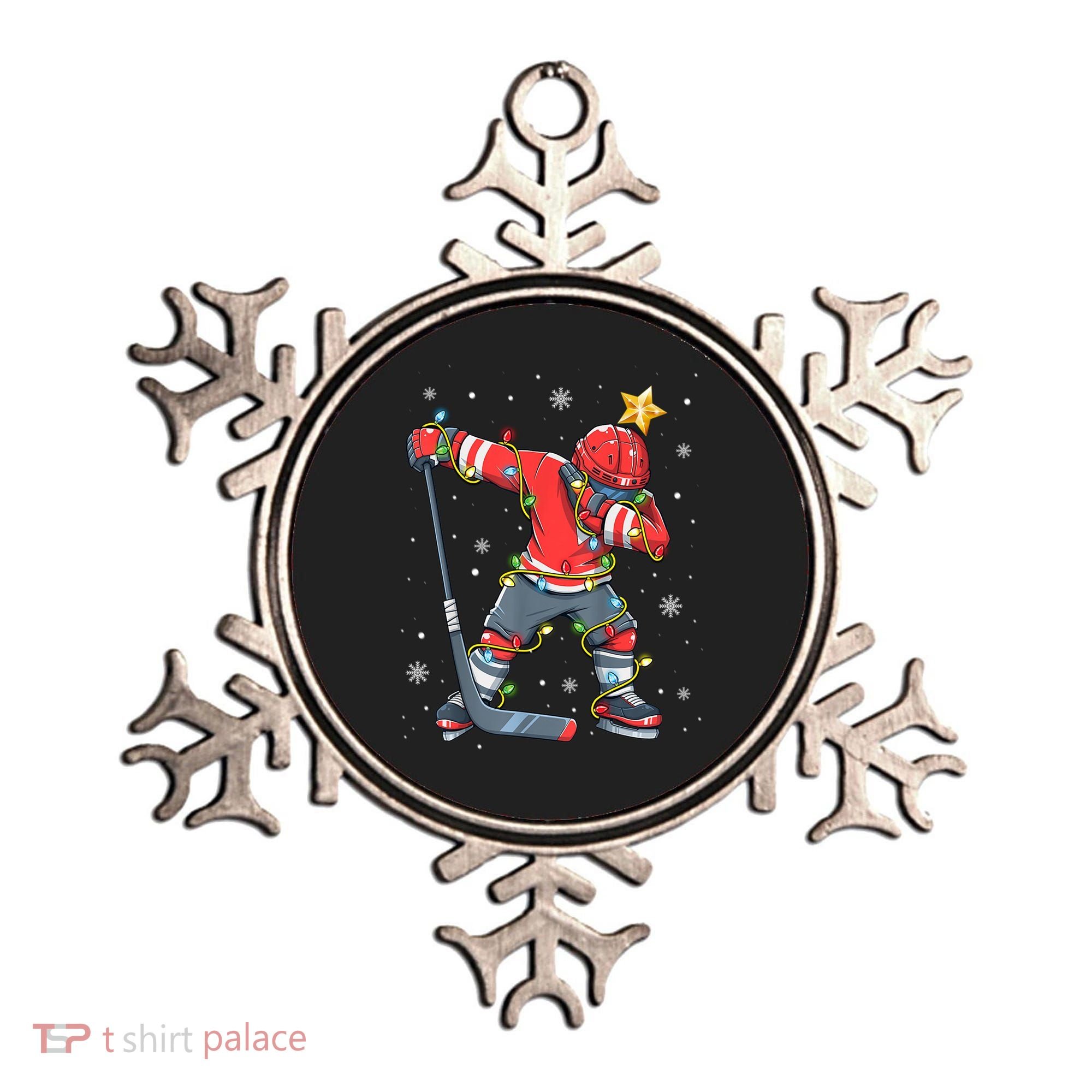 Hockey Player Santa Hat Christmas Lights Funny Xmas Cute Gift Ornament