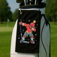 Hockey Player Santa Hat Christmas Lights Funny Xmas Cute Gift Golf Towel thumb 2