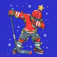 Hockey Player Santa Hat Christmas Lights Funny Xmas Cute Gift Mousepad thumb 1