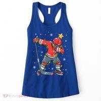 Hockey Player Santa Hat Christmas Lights Funny Xmas Cute Gift Women's Tank Top thumb 0