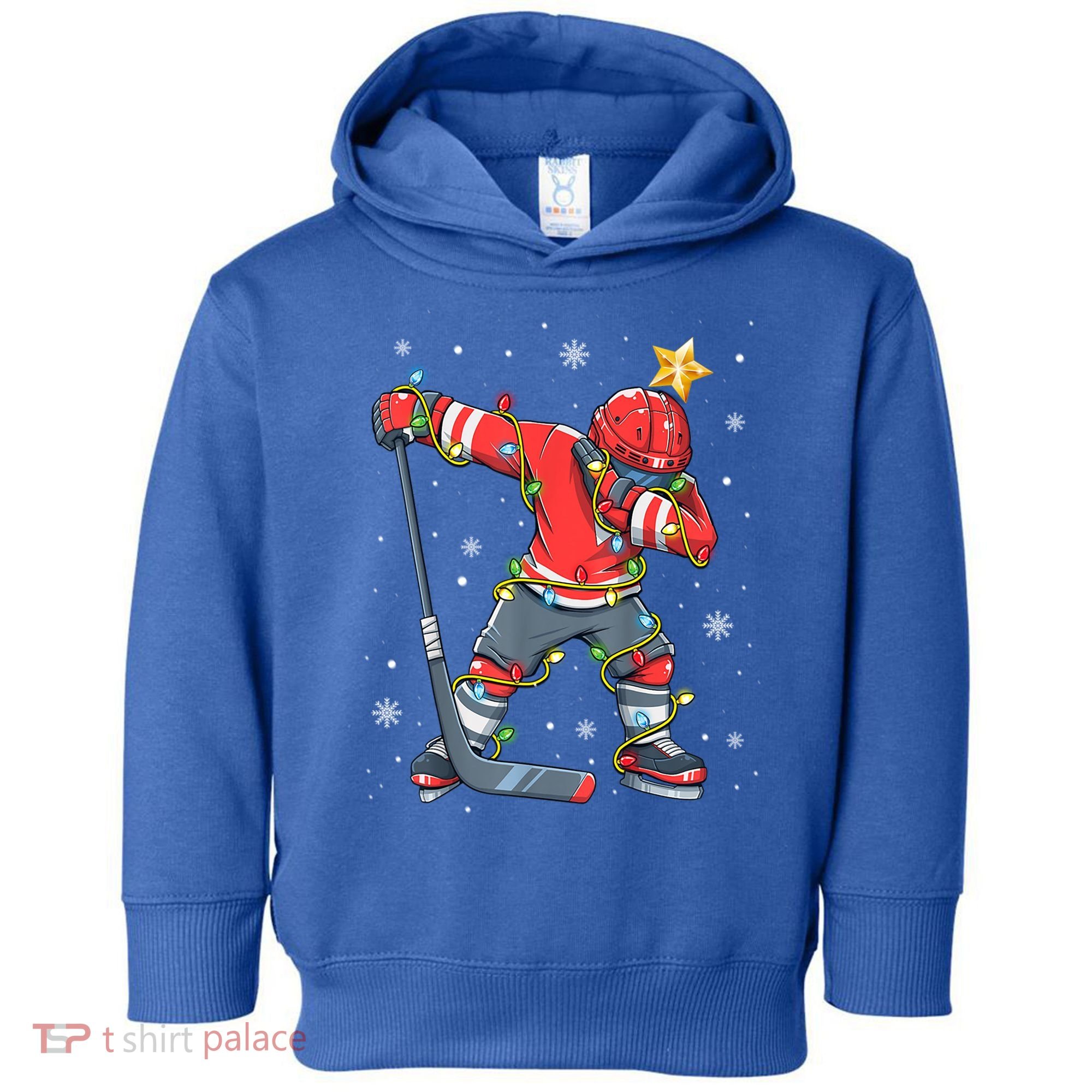 Hockey Player Santa Hat Christmas Lights Funny Xmas Cute Gift Toddler Hoodie