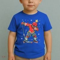 Hockey Player Santa Hat Christmas Lights Funny Xmas Cute Gift Toddler T-Shirt thumb 2
