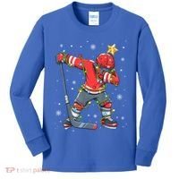 Hockey Player Santa Hat Christmas Lights Funny Xmas Cute Gift Kids Long Sleeve Shirt thumb 0
