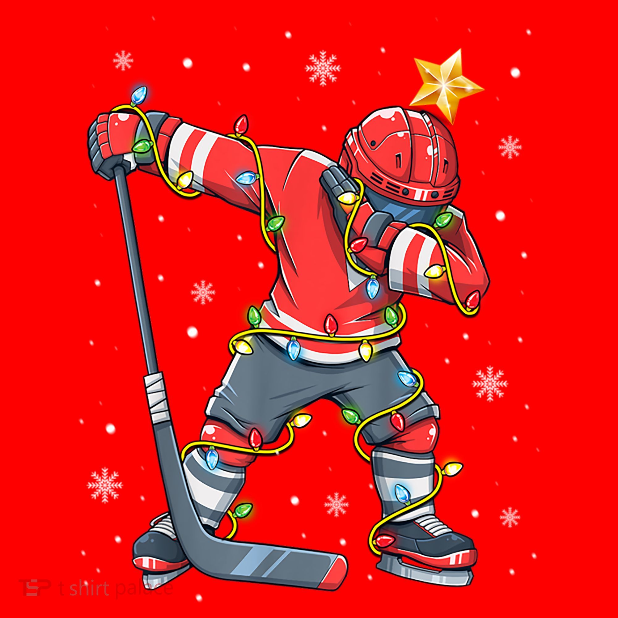 Hockey Player Santa Hat Christmas Lights Funny Xmas Cute Gift Santa Hat