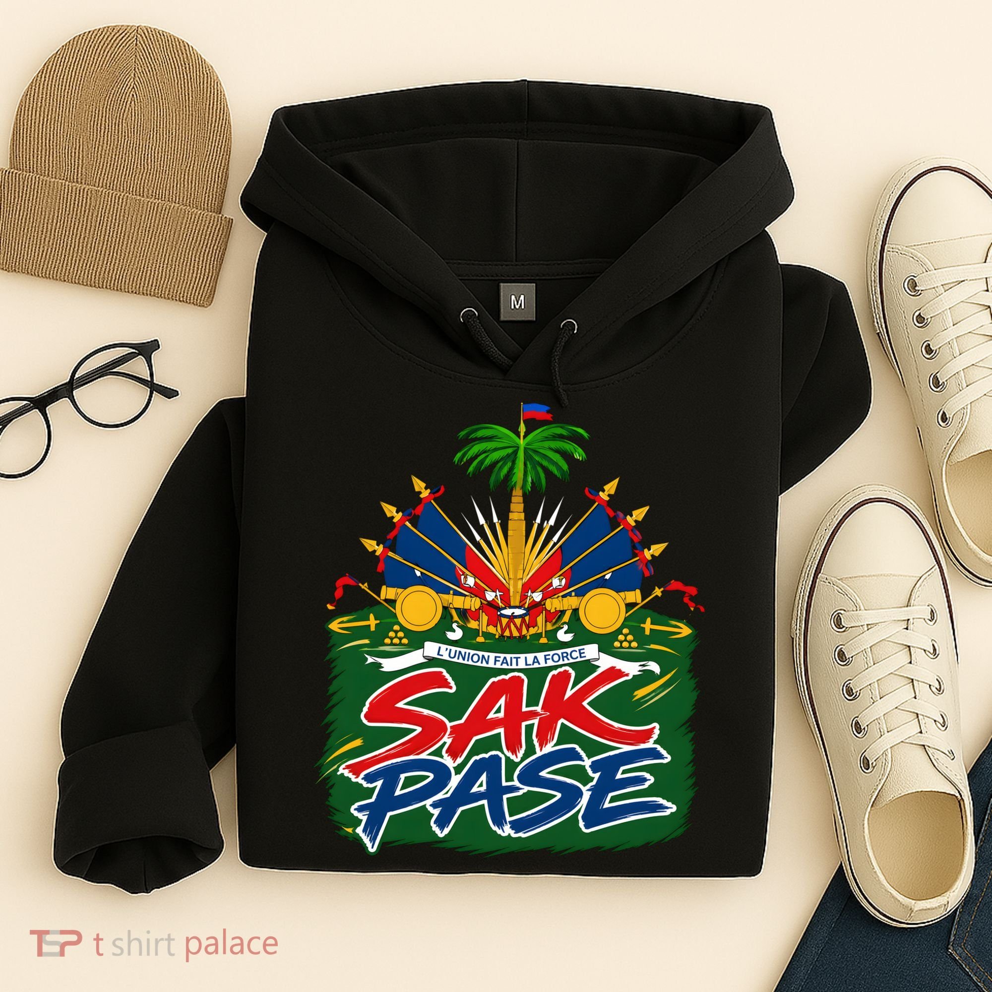 Haitian Pride Sak Pase L’Union Fait La Force Hoodie