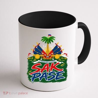 Haitian Pride Sak Pase L’Union Fait La Force Coffee Mug back