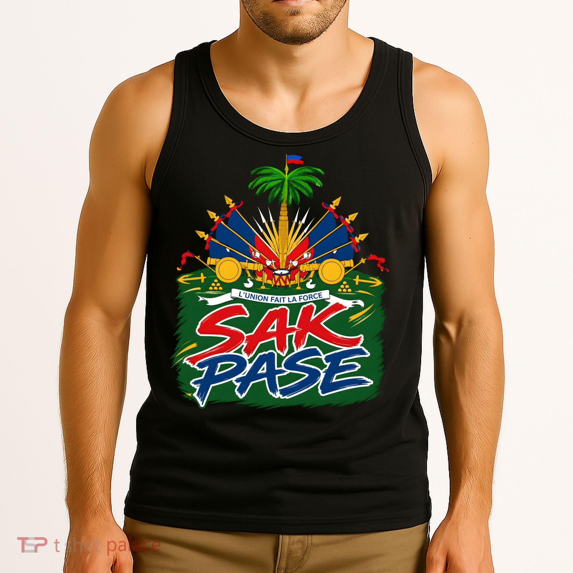 Haitian Pride Sak Pase L’Union Fait La Force Tank Top