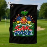 Haitian Pride Sak Pase L’Union Fait La Force Golf Towel thumb 1