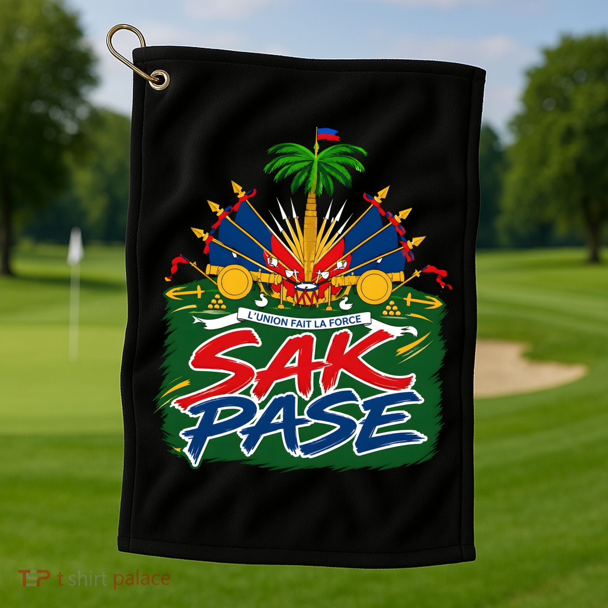 Haitian Pride Sak Pase L’Union Fait La Force Golf Towel