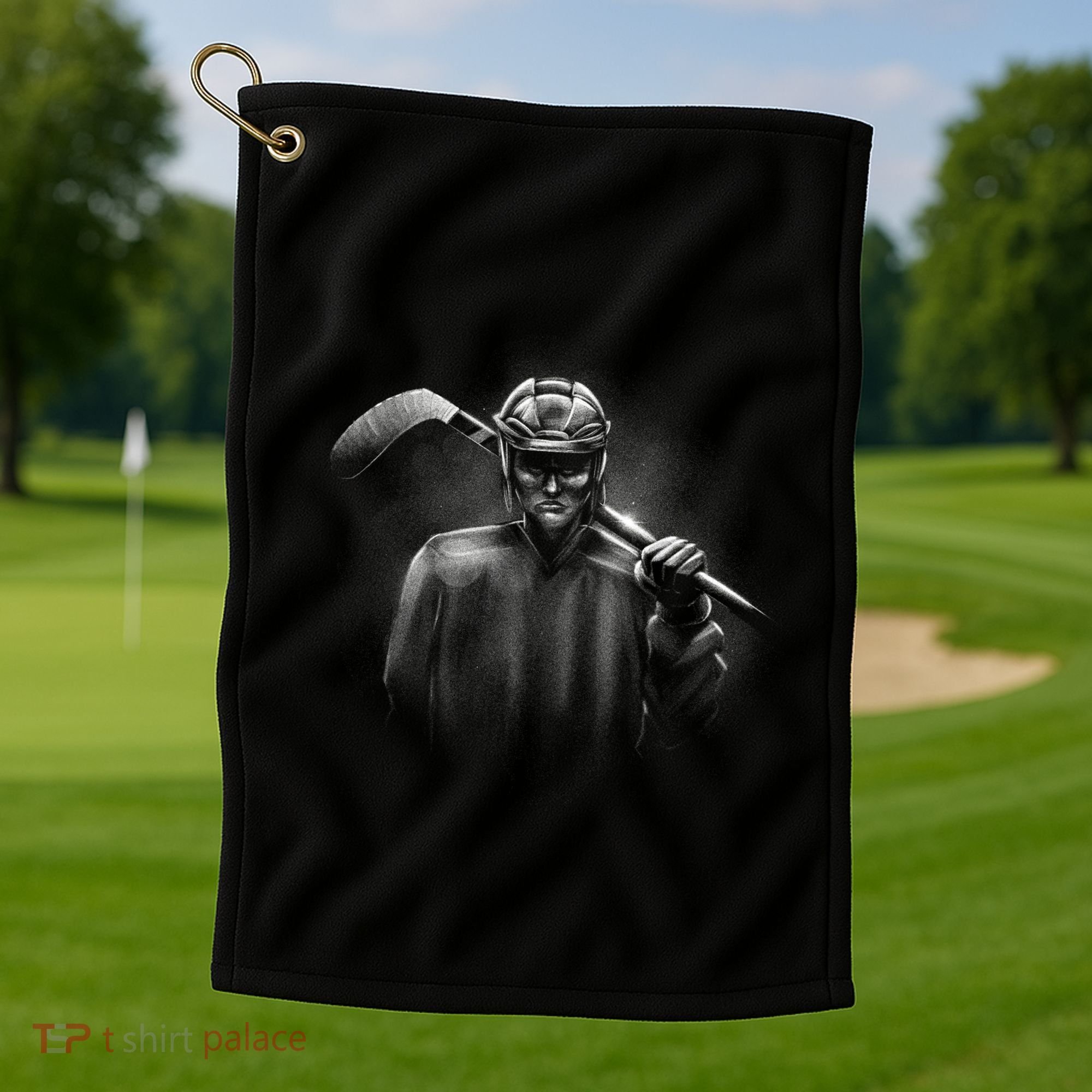 Hockey Player Sketch Golf Towel