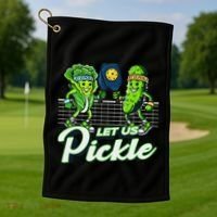 Hilarious Pickleball Swag Featuring Lettuce Pickle Players Golf Towel thumb 1