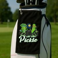Hilarious Pickleball Swag Featuring Lettuce Pickle Players Golf Towel thumb 2