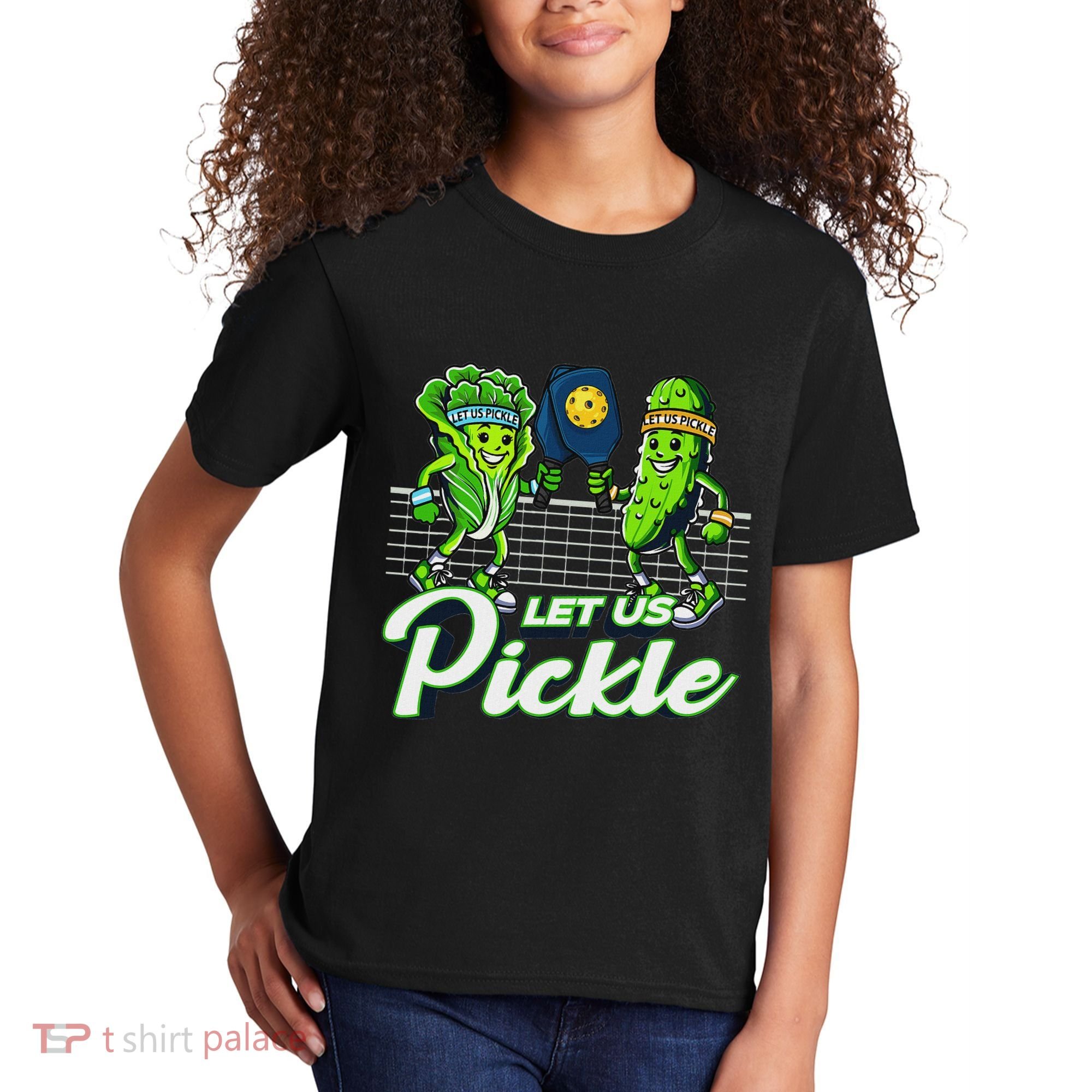 Hilarious Pickleball Swag Featuring Lettuce Pickle Players Kids T-Shirt